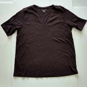 Eileen Fisher Cotton V-neck Top in Cassis